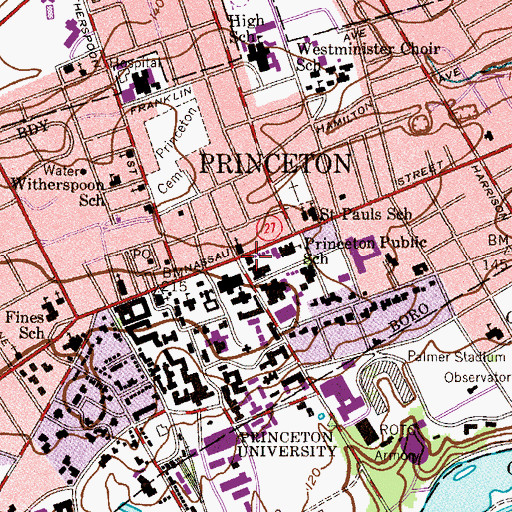 Topographic Map of Burr Hall, NJ