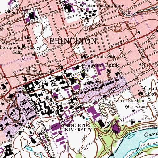 Topographic Map of Corwin Hall, NJ