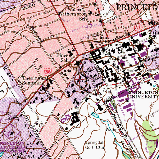 Topographic Map of Alexander Hall, NJ