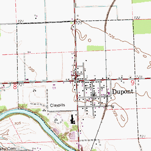 Topographic Map of Dupont Post Office, OH