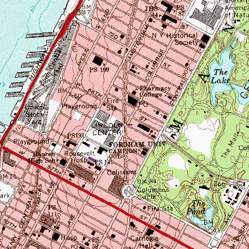 Topographic Map of Paul Recital Hall, NY