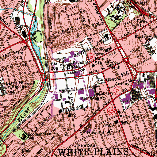Topographic Map of The Galleria at White Plains Shopping Center, NY