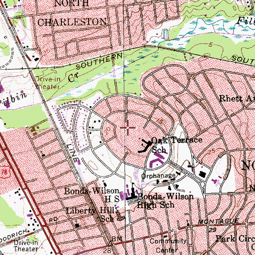 Topographic Map of Charleston County School of the Arts, SC