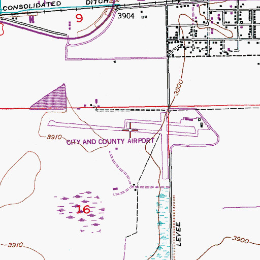 Topographic Map of City of Las Animas - Bent County Airport, CO