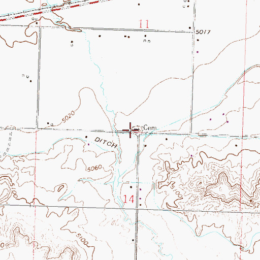 Topographic Map of Read Cemetery, CO