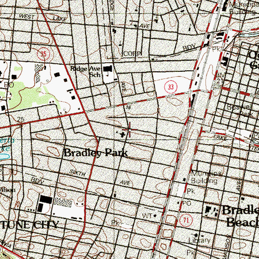 Topographic Map of Bradley Park School (historical), NJ