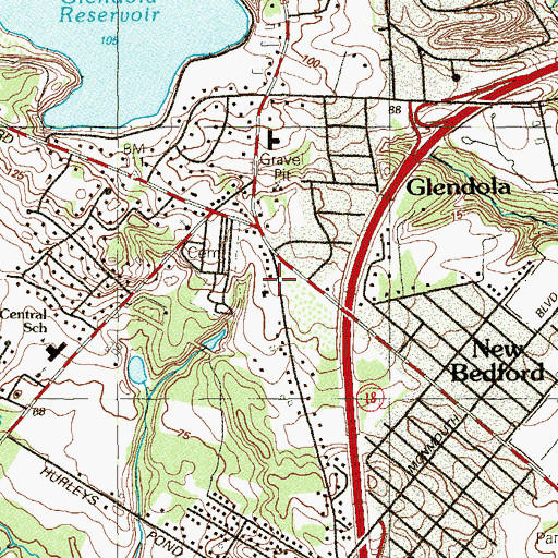 Topographic Map of Glendola Bible Church, NJ