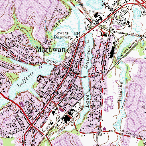 Topographic Map of First Methodist Church, NJ