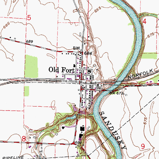Topographic Map of Old Fort Post Office, OH