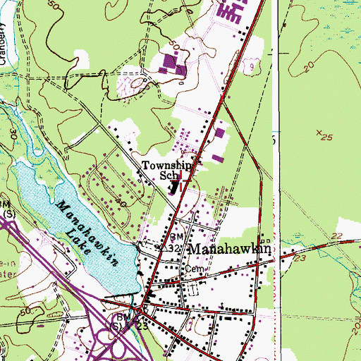 Topographic Map of Oxycocus Elementary School, NJ
