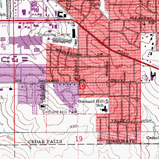 Topographic Map of Cedar Valley Family Medicine Center, IA
