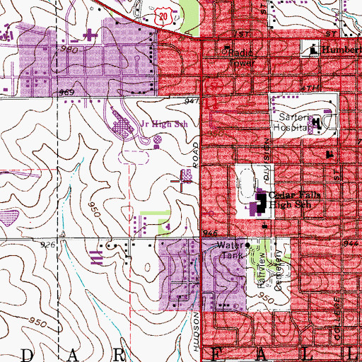 Topographic Map of Cedar Falls Care Center, IA