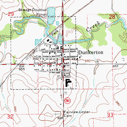 Topographic Map of Dunkerton Gospel Hall, IA