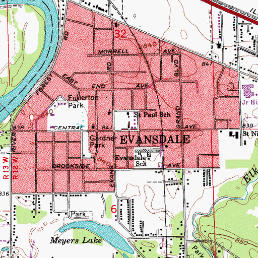 Topographic Map of Saint Paul Lutheran Church, IA