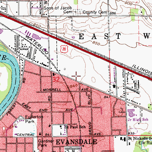 Topographic Map of Evansdale Family Practice Center, IA