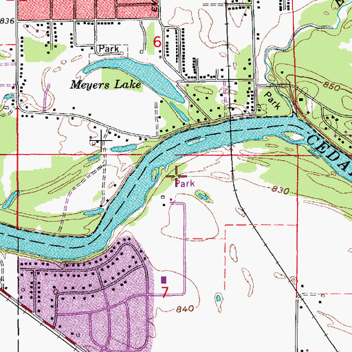 Topographic Map of Cedar Terrace Park, IA