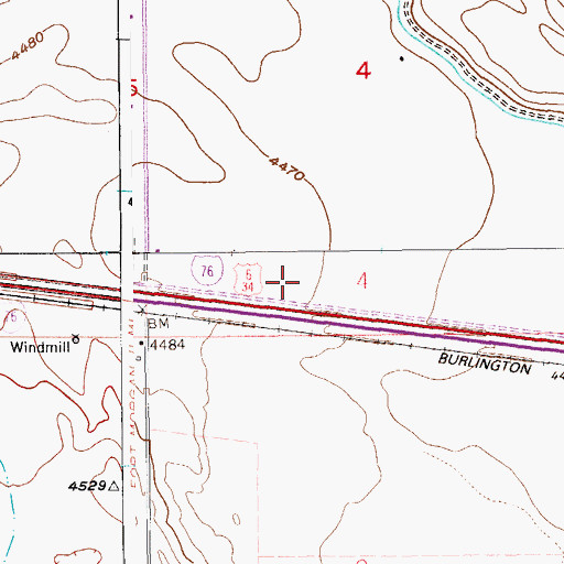 Topographic Map of Kent Airport, CO
