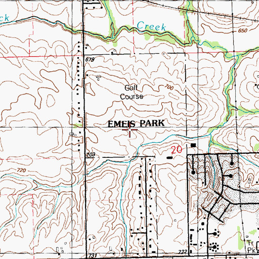 Topographic Map of Emeis Park, IA