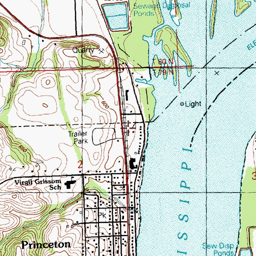Topographic Map of Princeton, IA
