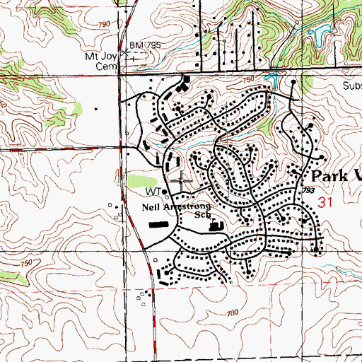 Topographic Map of Park View Lutheran Church, IA