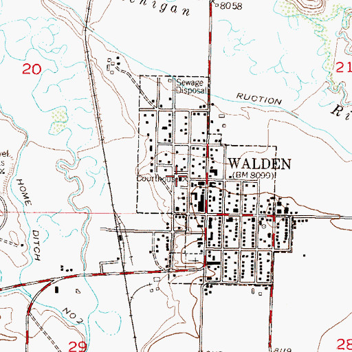 Topographic Map of Walden, CO