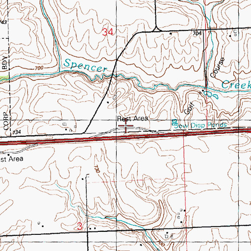 Topographic Map of Davenport West Bound Rest Area, IA