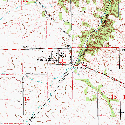 Topographic Map of Viola Post Office, IA