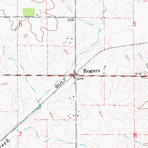 Topographic Map of Rogers, IA