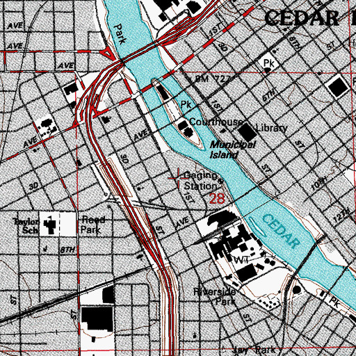 Topographic Map of Cedar Rapids Police Department, IA