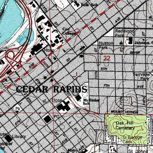 Topographic Map of Saint Lukes Living Center East, IA