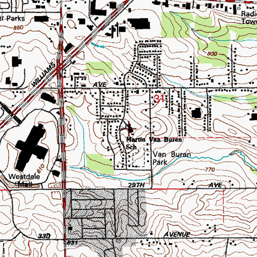 Topographic Map of Van Buren Elementary School, IA