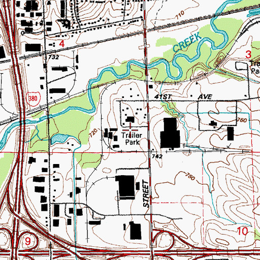 Topographic Map of Perrys Rollin' Homes Manor, IA
