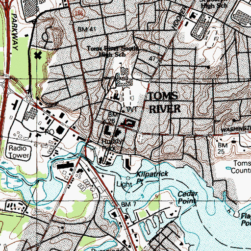 Topographic Map of Ocean County Library, NJ