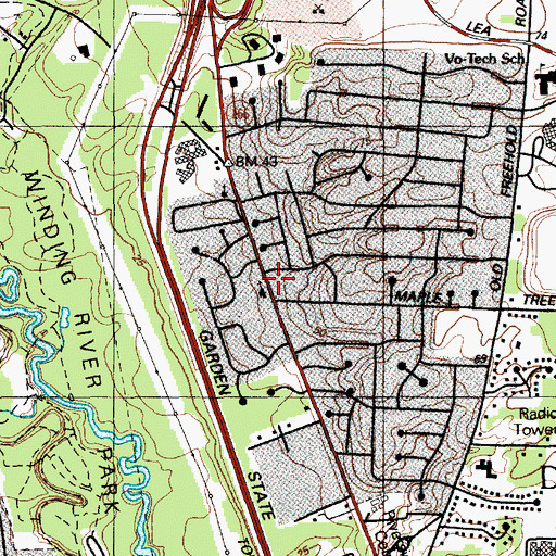 Topographic Map of First Church of Christ Scientist, NJ