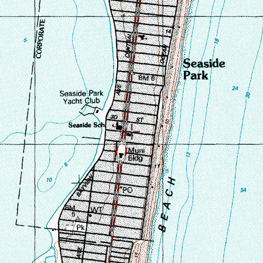 Topographic Map of Union Church of Seaside Park, NJ