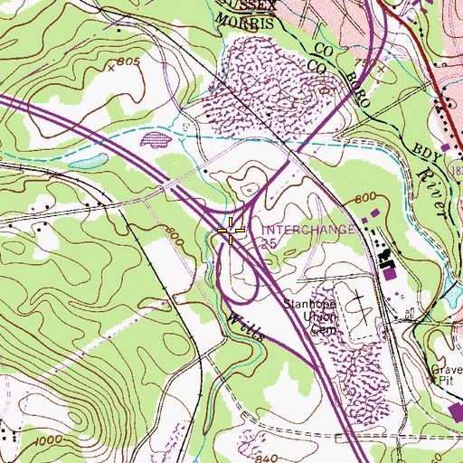 Topographic Map of Interchange 25, NJ