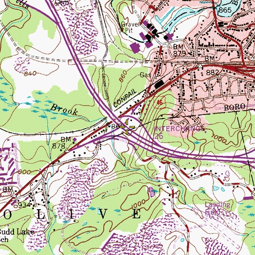 Topographic Map of Interchange 26, NJ