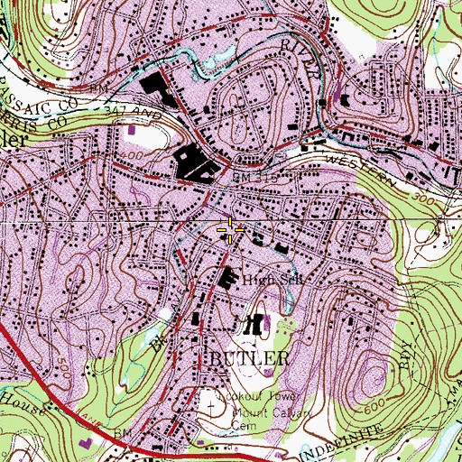 Topographic Map of Butler United Methodist Church, NJ