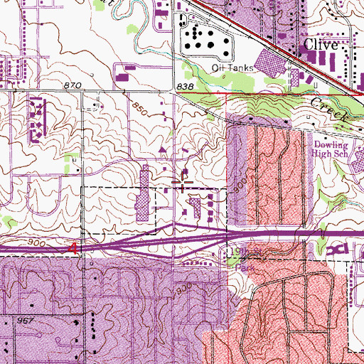 Topographic Map of Westown Shopping Center, IA