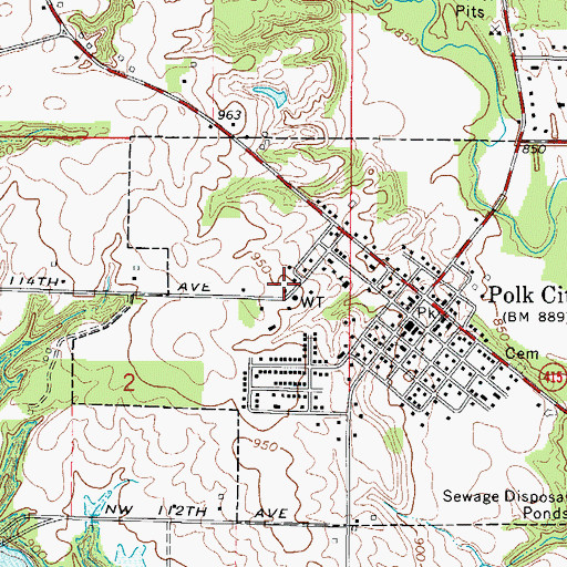 Topographic Map of Polk City Community Library, IA