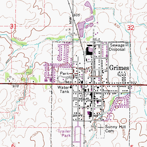 Topographic Map of Grimes Public Library, IA