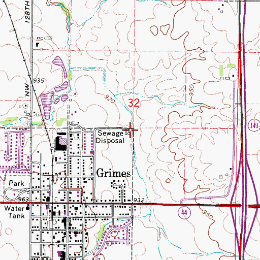 Topographic Map of Lions Park, IA