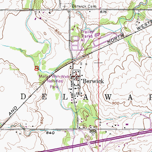 Topographic Map of Berwick Post Office, IA