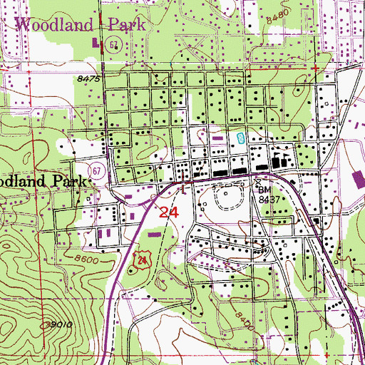 Topographic Map of Woodland Park, CO