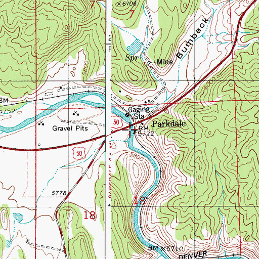 Topographic Map of Parkdale, CO
