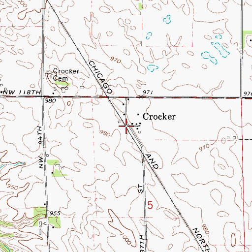 Topographic Map of Crocker Post Office (historical), IA