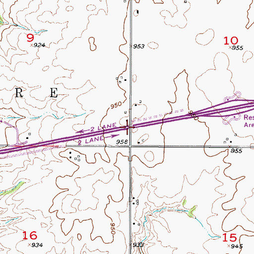 Topographic Map of Interchange 141, IA