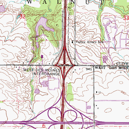 Topographic Map of Interchange 124, IA