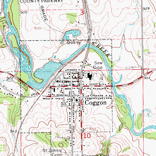 Topographic Map of United Parish, IA