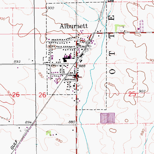 Topographic Map of Alburnett City Hall, IA